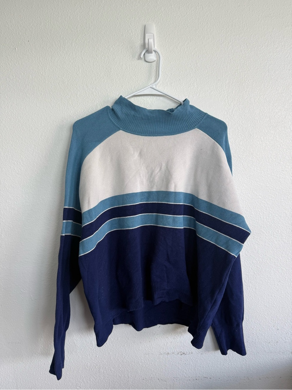 Free People Striped Crewneck Sweater in Navy, Light Blue & White